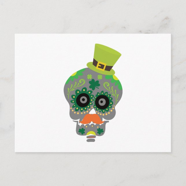 Irish Sugar Skull Funny St Patricks Day Postkarte (Vorderseite)