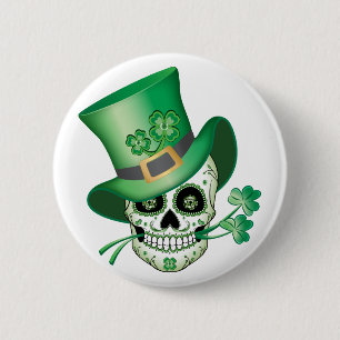 Irish Sugar Skull T - Shirt Button