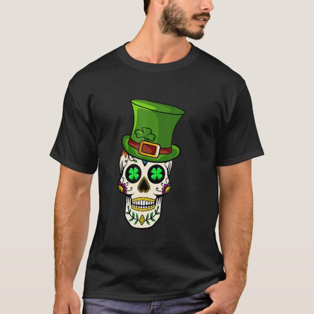 Irish Sugar Skulls Paddys St Patricks Day Calavera T-Shirt (Vorderseite)