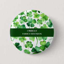 Irish Surname Watercolor Kleeblatt Button