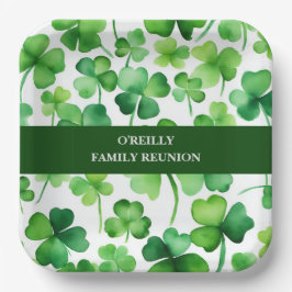 Irish Surname Watercolor Kleeblatt Pappteller