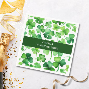 Irish Surname Watercolor Kleeblatt Serviette