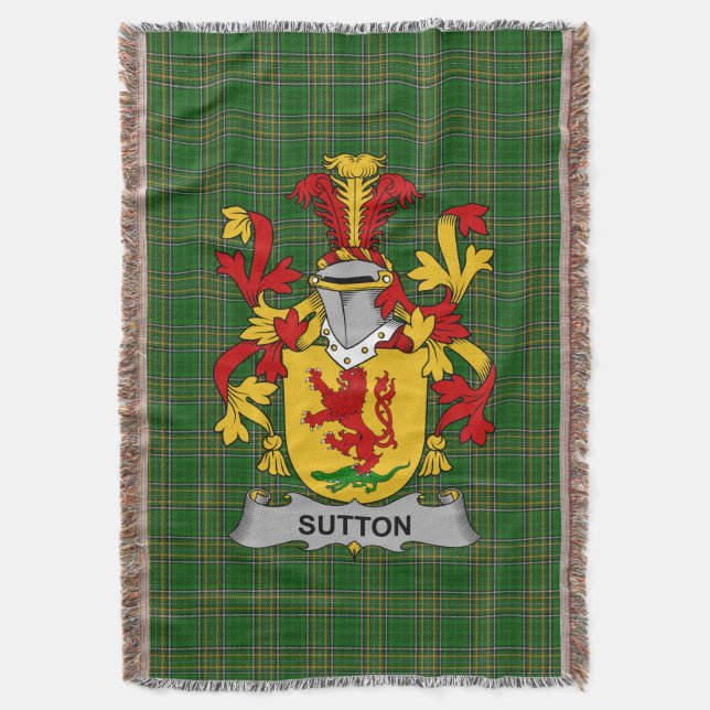 Irish Sutton Coat of Arms Familienwappen Irland Decke (Vorderseite Vertikal)