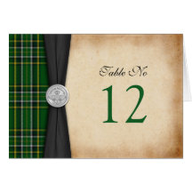 Irish Tartan Celtic Claddagh Wedding Table Card