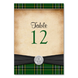 Irish Tartan Claddagh Celtic Wedding Table Card Tischnummer