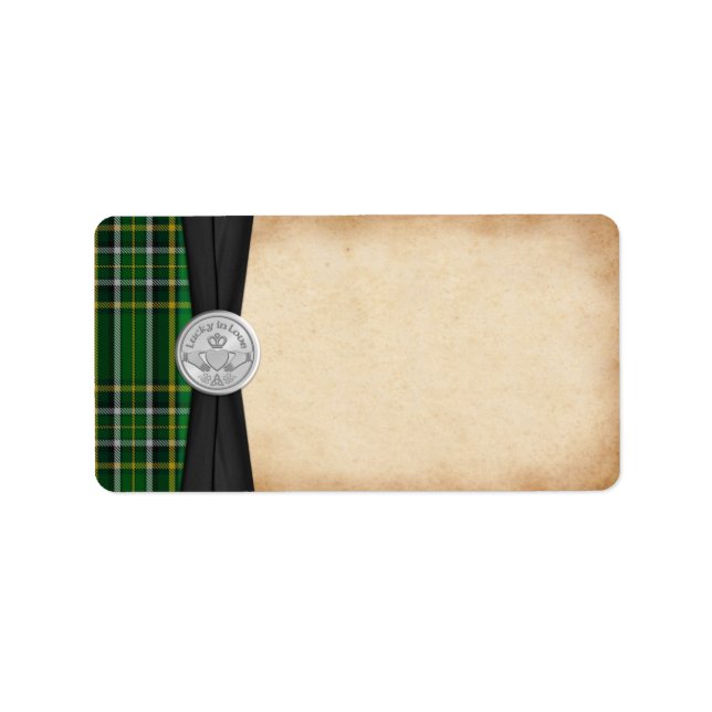 Irish Tartan Claddagh Wedding Blank Address Label Adressaufkleber (Vorne)