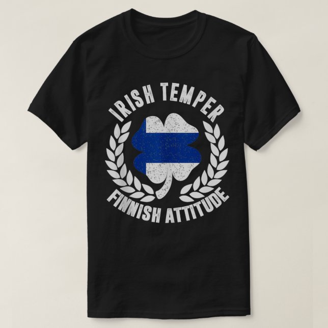 Irish Temper Finnish Attitude Flag St Patricks T-Shirt (Design vorne)