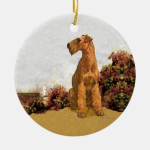 Irish Terrier an der Küste Keramik Ornament