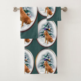 Irish Terrier Christmas Badhandtuch Set