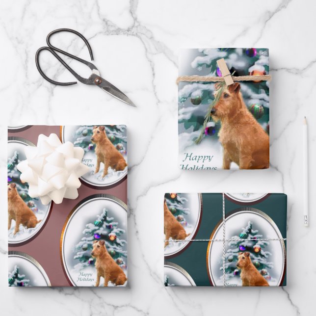 Irish Terrier Christmas Geschenke Geschenkpapier Set (Vorderseite)