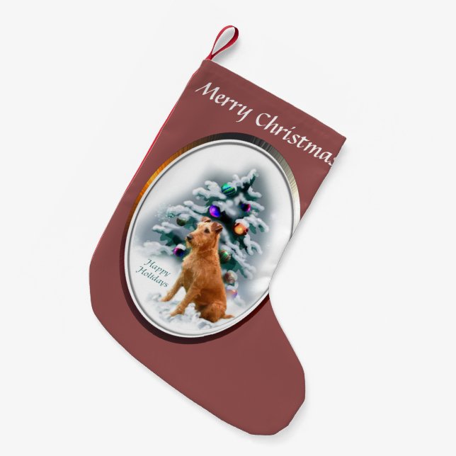 Irish Terrier Christmas Kleiner Weihnachtsstrumpf (Vorderansicht (hängend))