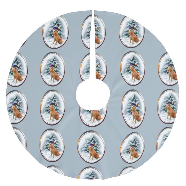 Irish Terrier Christmas Polyester Weihnachtsbaumdecke (Vorderseite)