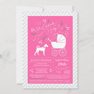 Irish Terrier Dog Baby Shower Pink Girl Einladung