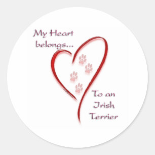 Irish Terrier Heart Belongs Runder Aufkleber
