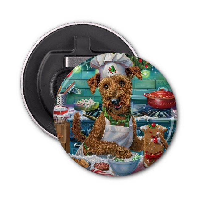 Irish Terrier Holiday Baking: Festliche Weihnachte Flaschenöffner (Vorderseite)