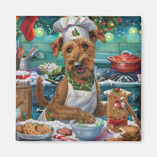 Irish Terrier Holiday Baking: Festliche Weihnachte Magnet (Vorne)