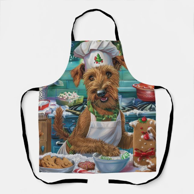Irish Terrier Holiday Baking: Festliche Weihnachte Schürze (Vorderseite)