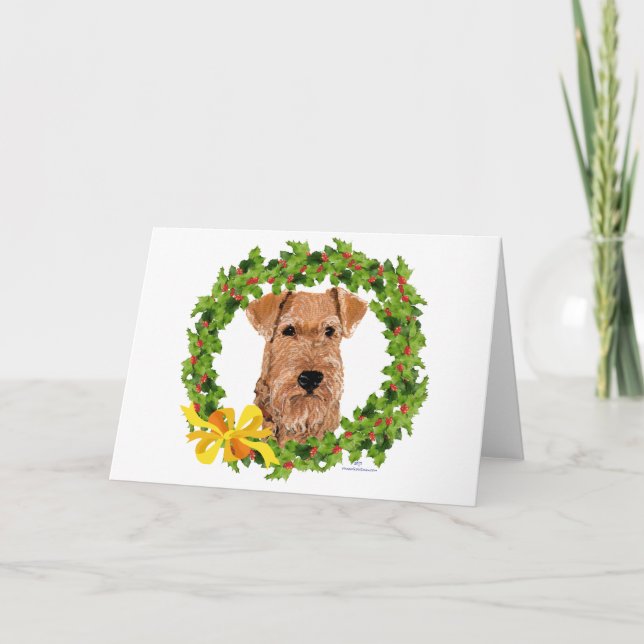 Irish Terrier Holly Wreath Feiertagskarte (Vorderseite)