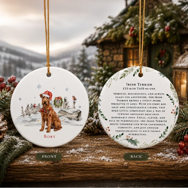 Irish-Terrier-Hund-Monogramm Keramik Ornament (Von Creator hochgeladen)