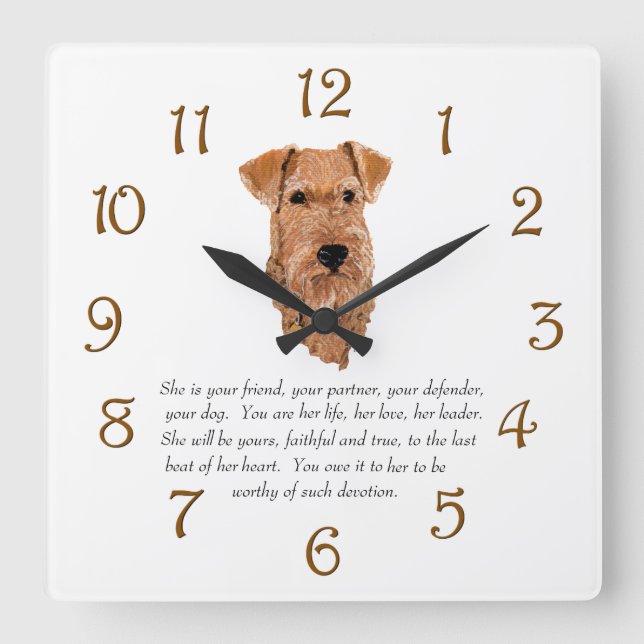 Irish Terrier Keepake - Female Quadratische Wanduhr (Vorderseite)
