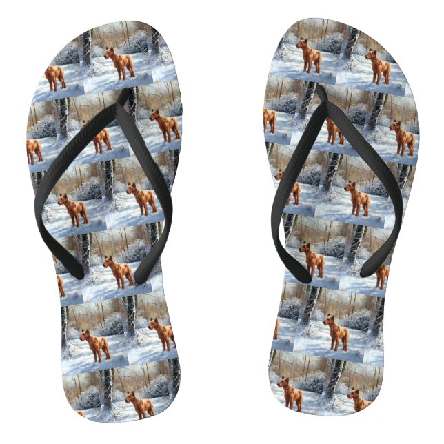 Irish Terrier Let It Snow Weihnachten Flip Flops (Fußbett)