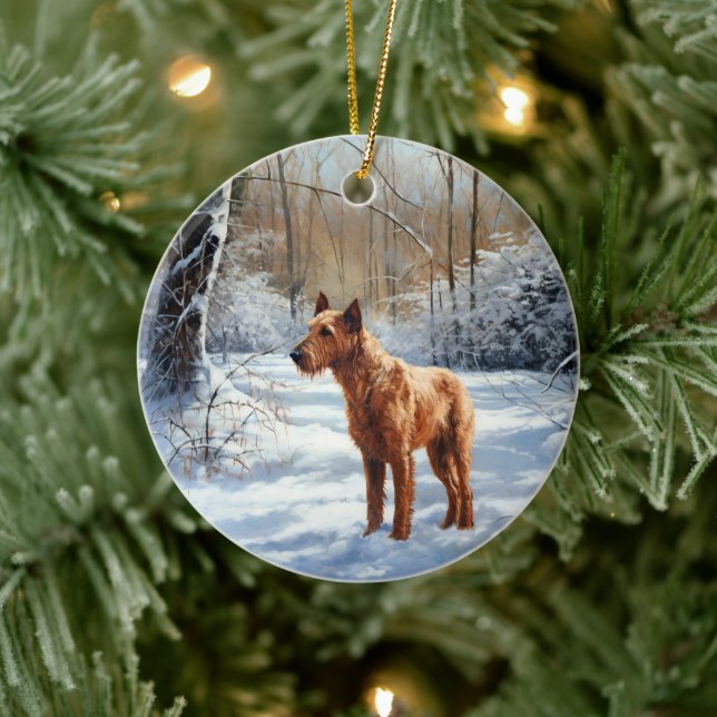 Irish Terrier Let It Snow Weihnachten Keramik Ornament (Baum)