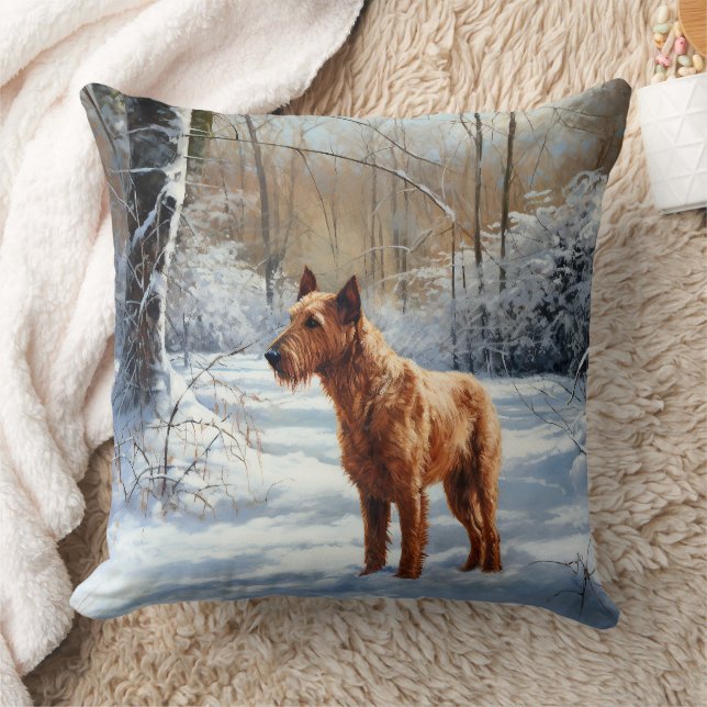 Irish Terrier Let It Snow Weihnachten Kissen (Decke)