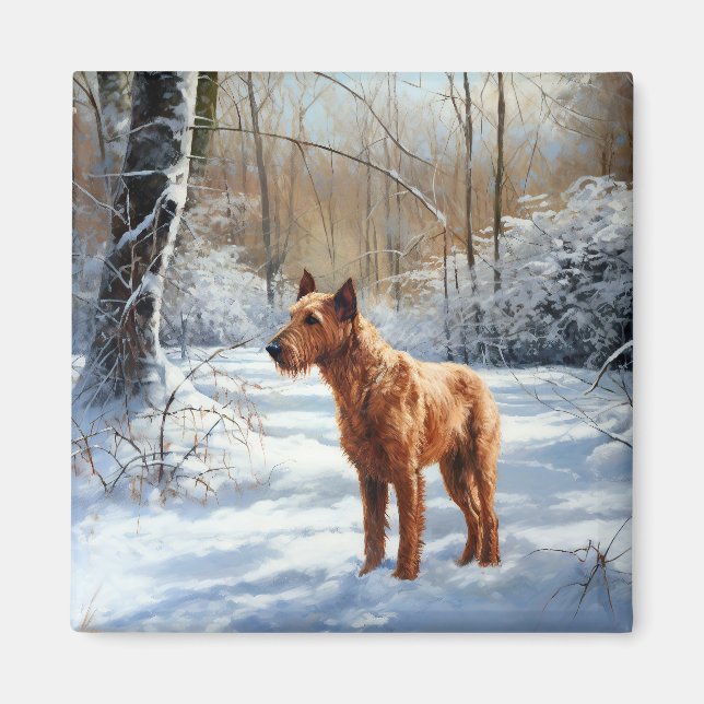 Irish Terrier Let It Snow Weihnachten Magnet (Vorne)