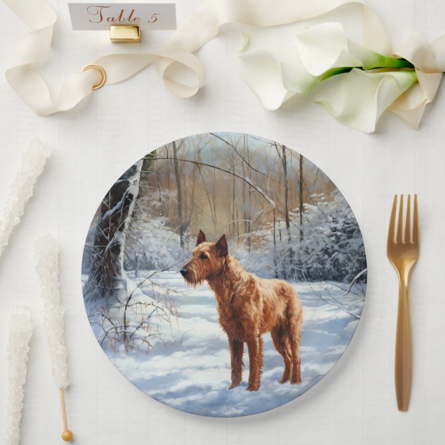 Irish Terrier Let It Snow Weihnachten Pappteller (Hochzeit)