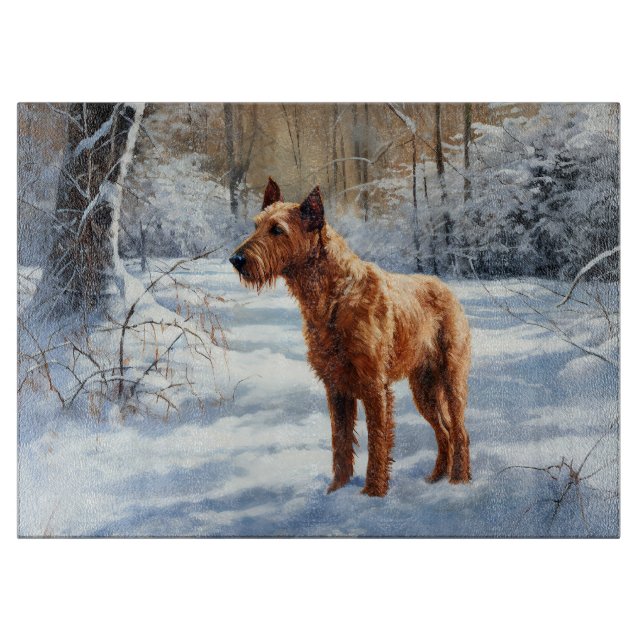 Irish Terrier Let It Snow Weihnachten Schneidebrett (Vorderseite)