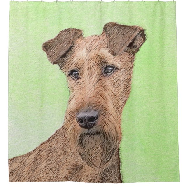 Irish Terrier Painting - Niedliche Hundekunst Duschvorhang (Vorderseite)