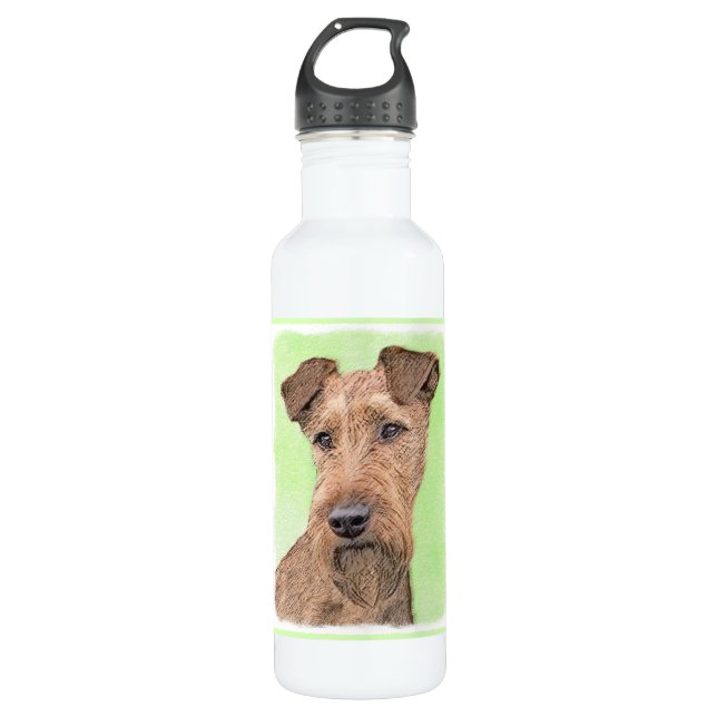 Irish Terrier Painting - Niedliche Hundekunst Edelstahlflasche (Vorderseite)