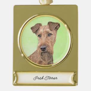 Irish Terrier Painting - Niedliche Original Dog Ar Banner-Ornament Gold