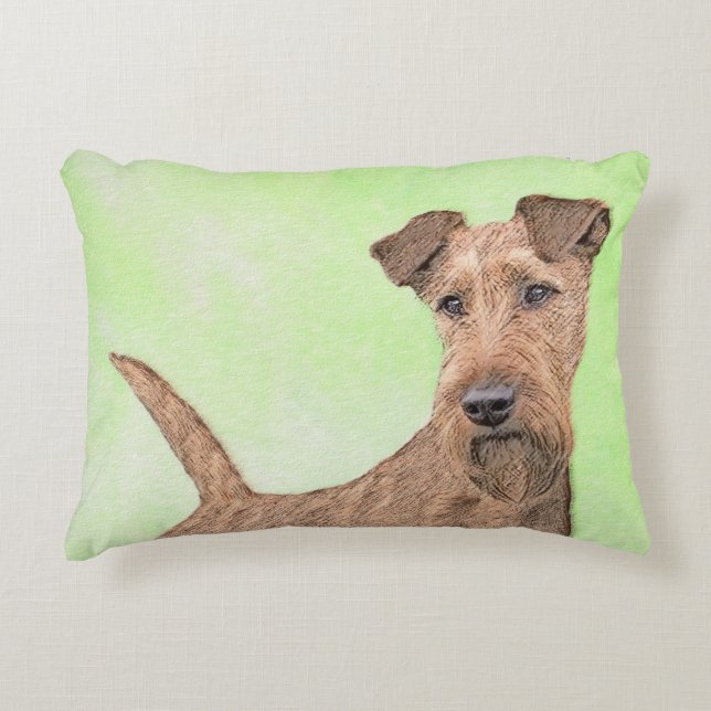 Irish Terrier Painting - Niedliche Original Dog Ar Dekokissen (Vorderseite)