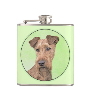 Irish Terrier Painting - Niedliche Original Dog Ar Flachmann