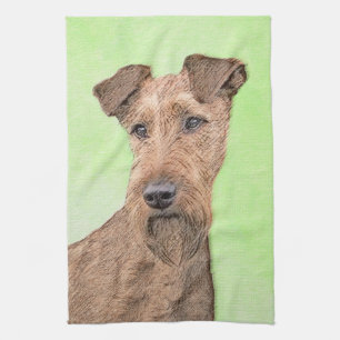 Irish Terrier Painting - Niedliche Original Dog Ar Geschirrtuch