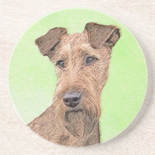 Irish Terrier Painting - Niedliche Original Dog Ar Getränkeuntersetzer