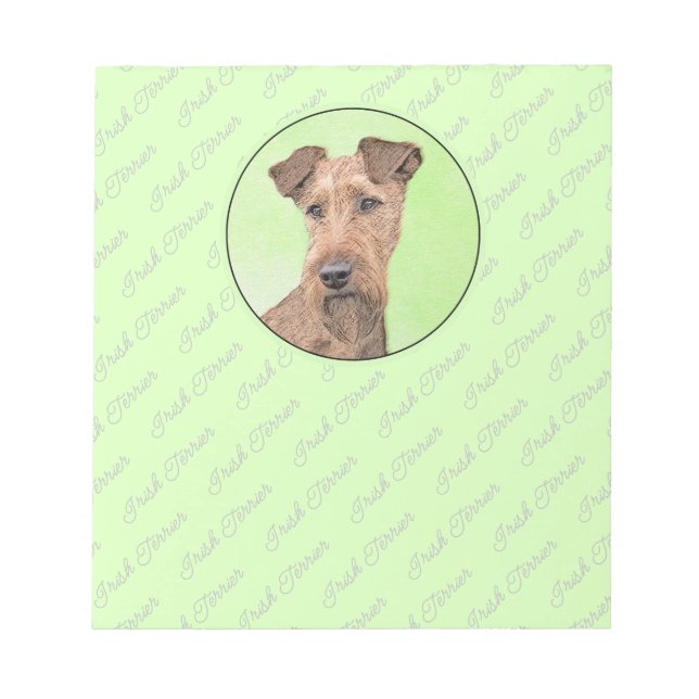 Irish Terrier Painting - Niedliche Original Dog Ar Notizblock (Vorderseite)