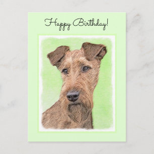 Irish Terrier Painting - Niedliche Original Dog Ar Postkarte
