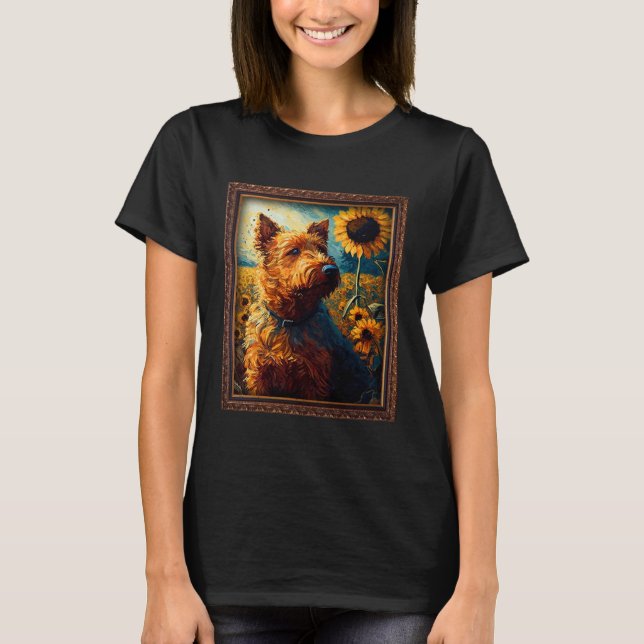 Irish Terrier Painting Sonnenblumen Blume Mama Fra T-Shirt (Vorderseite)