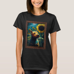 Irish Terrier Painting Sonnenblumen Blume Mama Fra T-Shirt