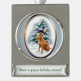 Irish Terrier Personalisiert Weihnachten Banner-Ornament Silber