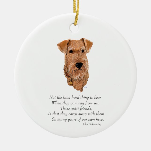 Irish Terrier Rainbow Bridge Keramik Ornament (Vorne)