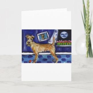Irish Terrier spürt lächelnden Mond Karte