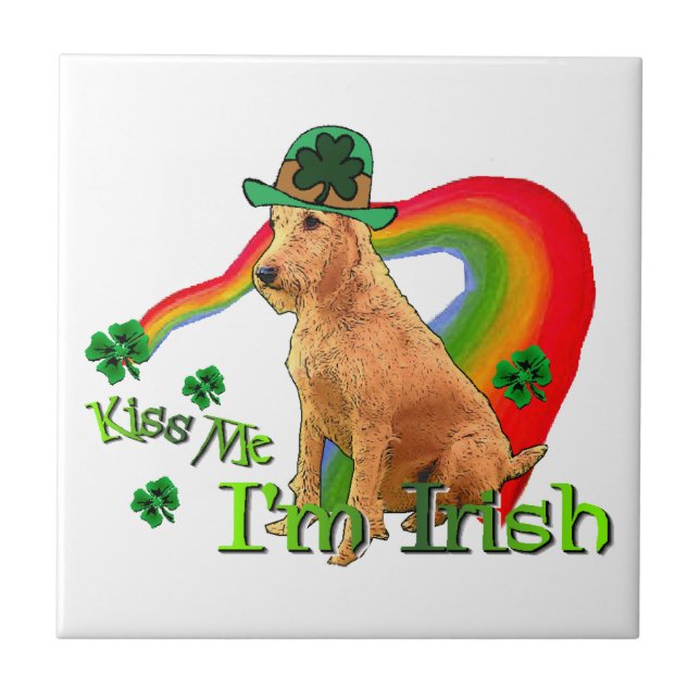 Irish Terrier St Patricks Day Fliese (Vorderseite)