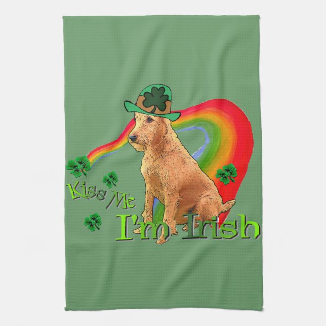 Irish Terrier St Patricks Day Geschirrtuch (Vertikal)