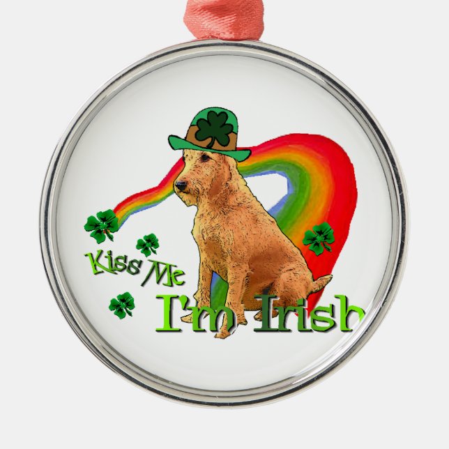 Irish Terrier St Patricks Day Ornament Aus Metall (Vorne)