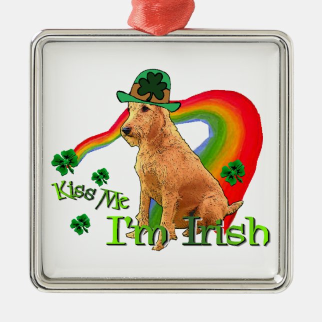 Irish Terrier St Patricks Day Silbernes Ornament (Vorne)