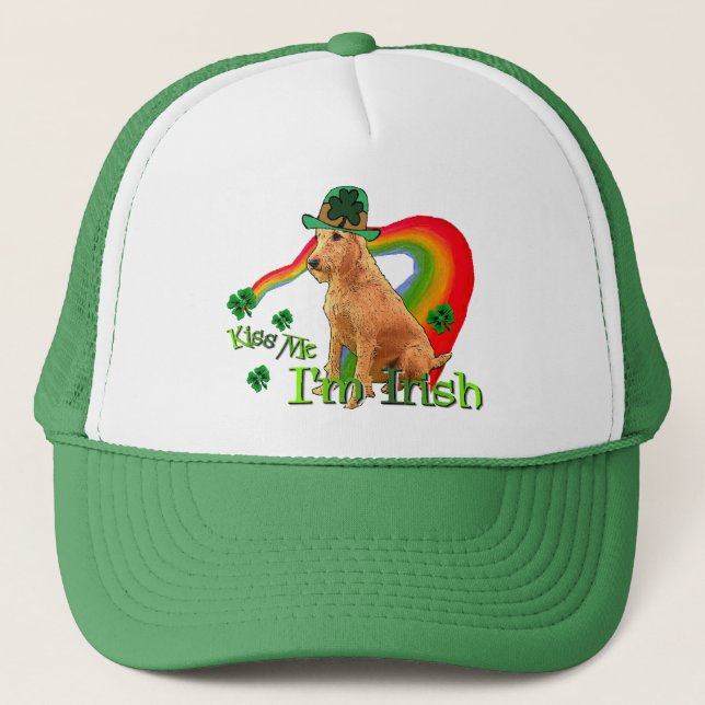 Irish Terrier St Patricks Day Truckerkappe (Vorderseite)