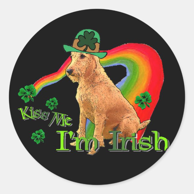Irish Terrier St. Patricks Runder Aufkleber (Vorderseite)